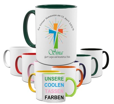 KOMMUNION TASSE PERSONALISIERT| BEDRUCKTE GESCHENK TASSE GOTT SEGNE SYMBOLE MUG