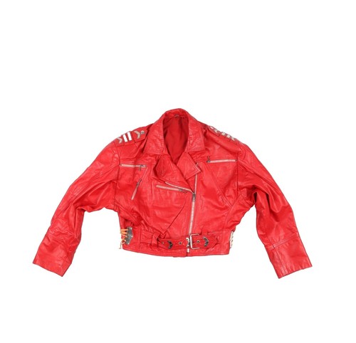 ジャケット・アウター   Red Label Leather Jacket Vintage Women's Leather Coat Red Kid Black Label Size Medium
