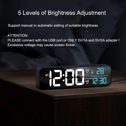 Digital Clock for Bedroom Clocks for Living Room Decor Desk Table Clock Alarm... - Picture 6 of 8