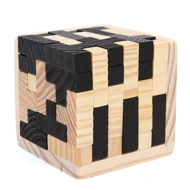 wooden iq puzzle cube
