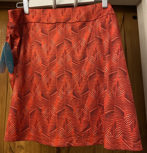 New Womens Greg Norman Skort In Orange Tropical Print Play Dry Golf Tennis XL - Picture 3 of 6