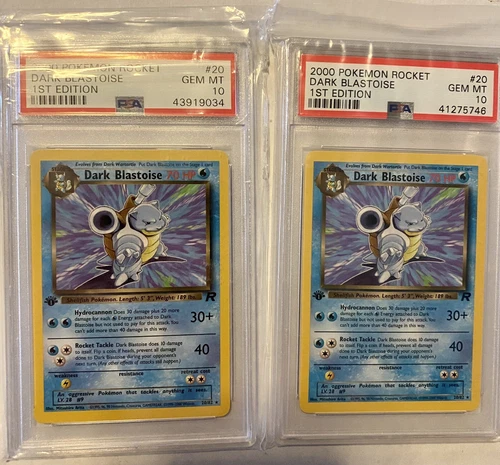 LOT (2) 1ST EDITION DARK BLASTOISE POKEMON NON HOLO WOTC PSA 10 ROCKET SET 2000