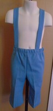 Toddler Baby VTG 1970s Blue Textured Pants w/ Straps Flared Leg Sz 24 Months NOS