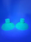 Pair Vintage FENTON Yellow Satin Custard Glass CANDLE HOLDERS Water Lily Flower