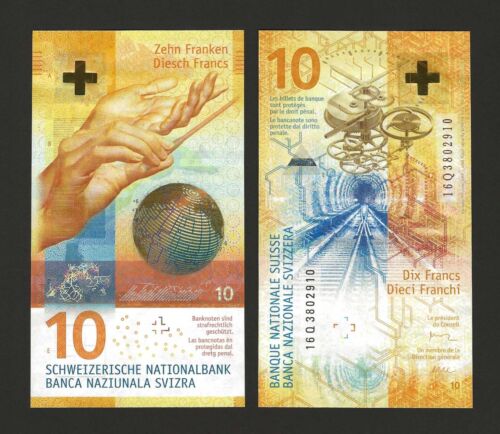 SWITZERLAND 10 Francs Franken 2016, P-75a Sign: Studer / Maechler, UNC, Pretty