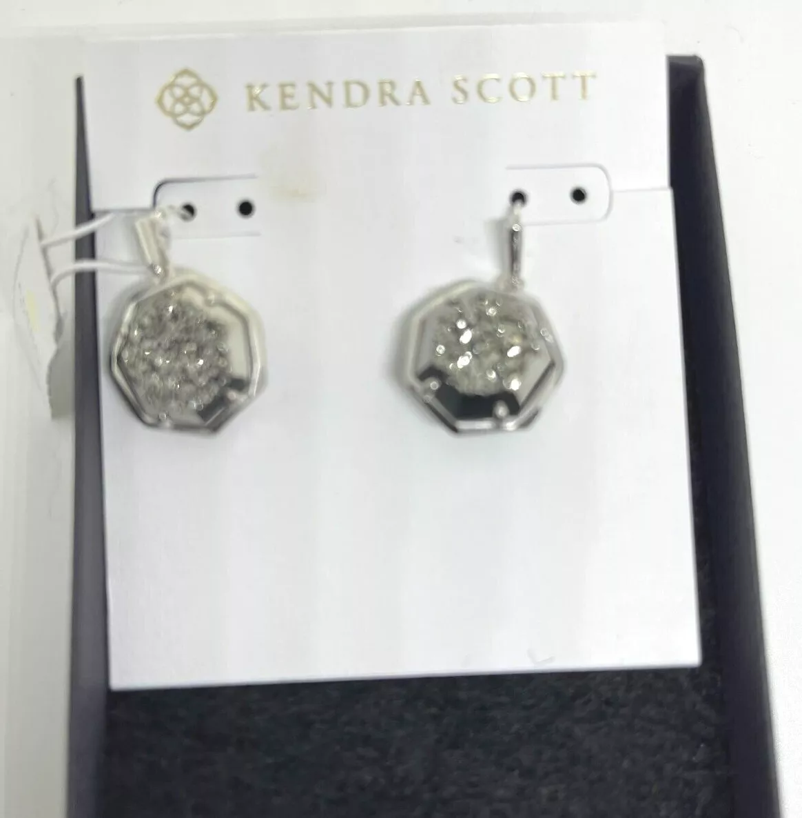 Kendra Scott Cynthia Platinum Silver Drusy Earrings eBay
