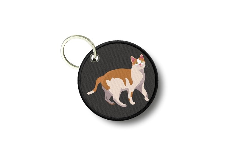 Porte-clés Rond Double Face - Imprimé Silhouette Chat - Fabrication Française (Neuf)