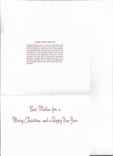 NOS LEANIN' TREE Christmas Card 7.25x5.5 Climbing Kicking Horse Pass Train - Picture 2 of 3