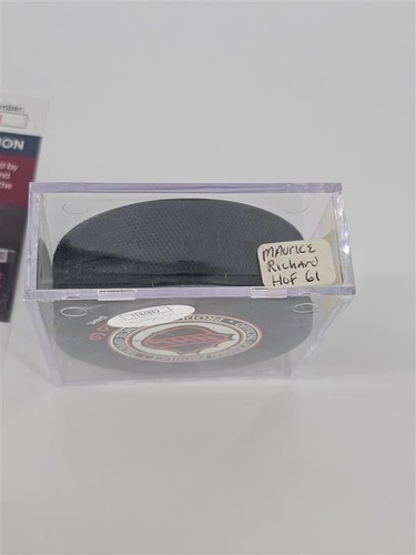 Maurice Richard Autographed Hockey Puck Montreal Canadiens JSA COA - Picture 2 of 5