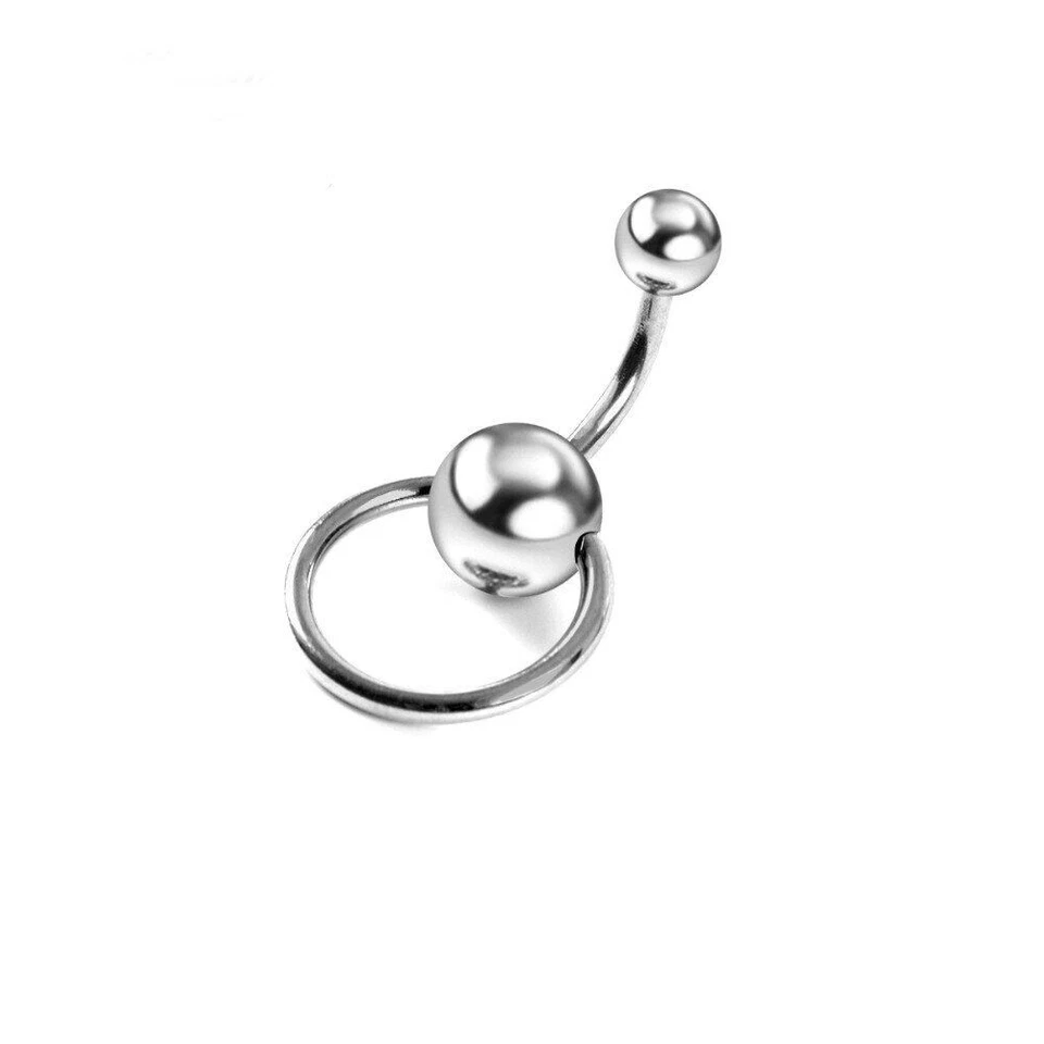 Anillos de ombligo de acero inoxidable anillo ombligo bola ombligo piercing joyería para mujer Foto 3 de 4
