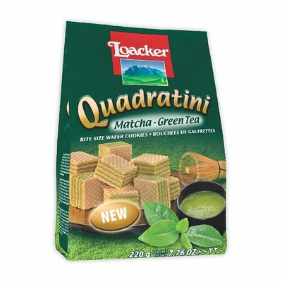 Loacker Imported Quadratini Wafer Cookie With Matcha Green Flavour Tea, 220 Gm