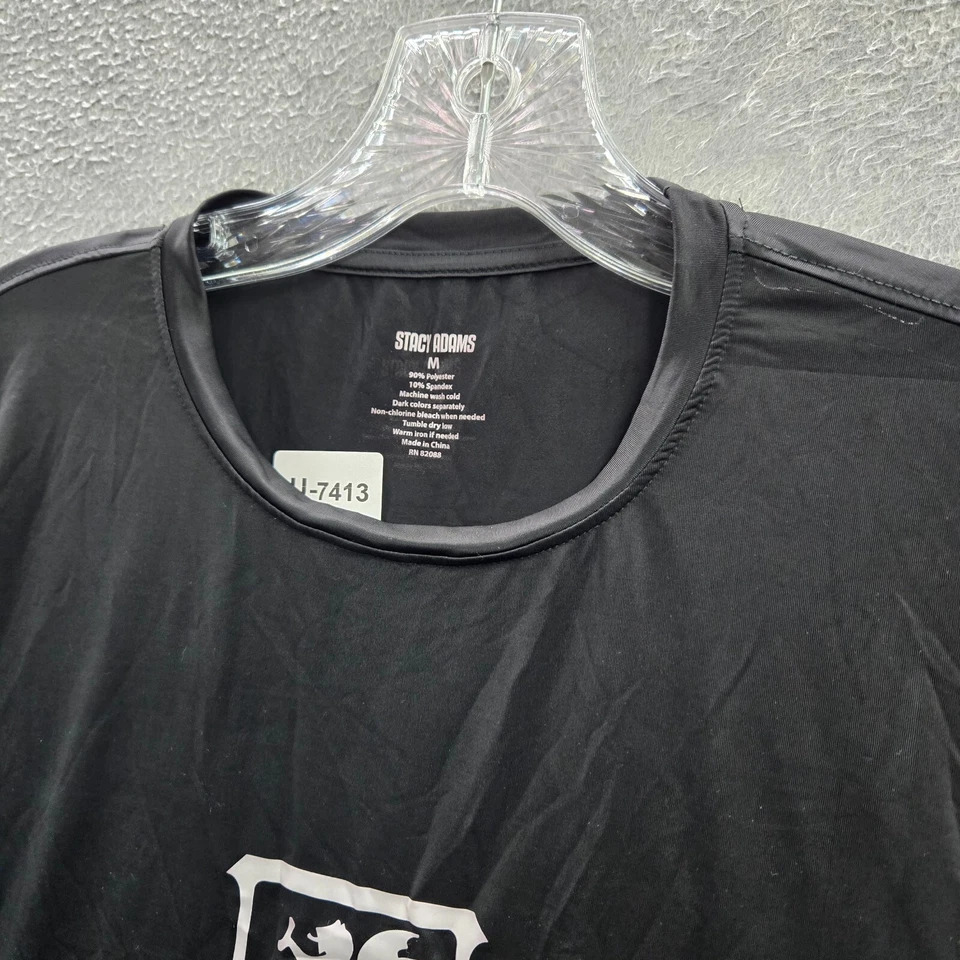 Camisa Stacy Adams Hombre Mediana Negra Logo Manga Corta Cuello Redondo Nueva con Etiquetas Foto 3 de 4