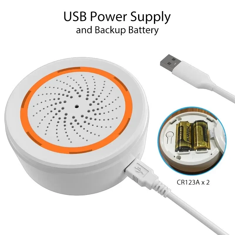 Zigbee Smart Siren Alarm for Home Security Strobe Alerts Support USB Cable Power - Image 2 of 4