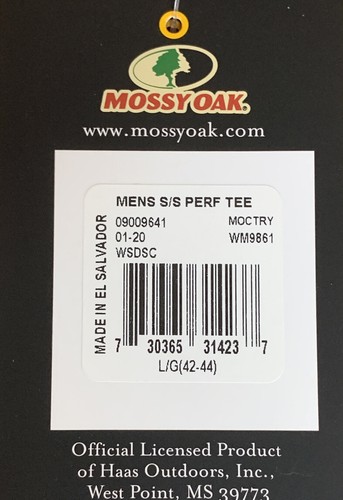 Mossy Oak Short Sleeve Flex Raglan Performance T-Shirt Large - Picture 10 of 12