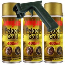 Felgengold 3 Spraydosen 400ml Felgenlack Lackspray Autolack glänzend mit Griff
