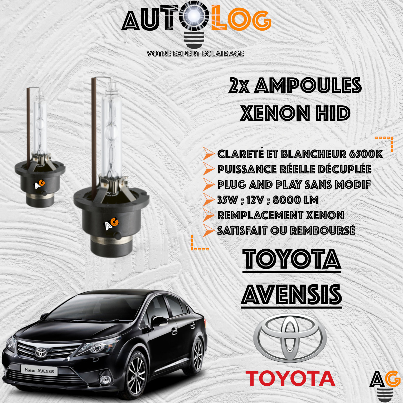 Ampoules xénon HID Toyota Avensis kit 2 feux de croisement de rechange phares D4S 35W