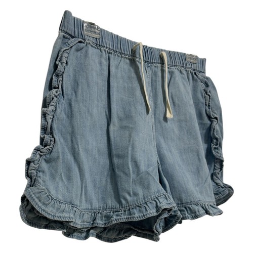 Gap Denim Girls Size L 10-11 Chambray Ruffle Drawstring Shorts Light Blue Casual - Picture 5 of 14
