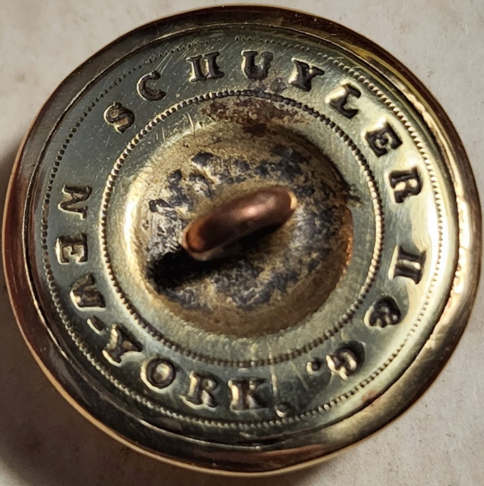 CONFEDERATE ALABAMA CIVIL WAR COAT BUTTON SCHUYLER H & G / NEW YORK