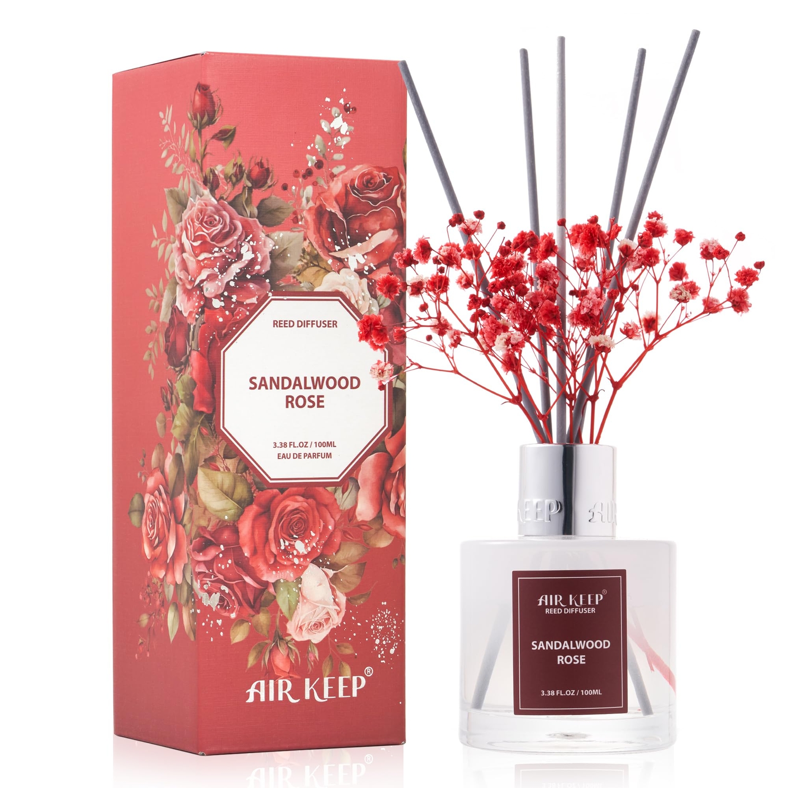 Reed Diffuser Set3.38 Fl Oz 100 Ml Sandalwood Rose Oil Diffusers With 8 Reed S-image