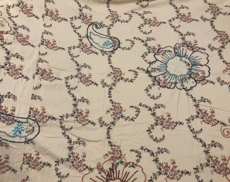 DKNY Donna Karen Floral Cachemira Tostado Folclórico Funda Nórdica Talla King Bordada Foto 2 de 4