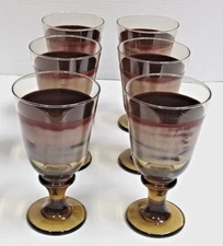 Libbey Sango Nova Brown Goblets 7" Water/Iced Tea Drinking Glasses Set of 6