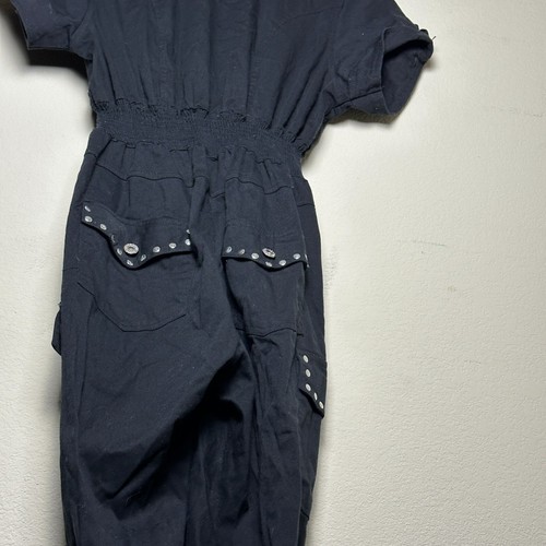 House Of Dereon By Beyonce Y2K Damen Jumpsuit Strampler Schwarz Glitzer Knöpfe Kapuze - Bild 7 von 19