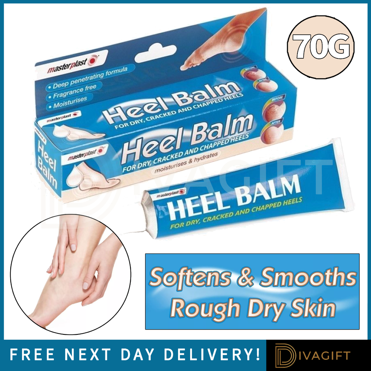 HEEL BALM CREAM SOOTHING HEALING FOR DRY CRACKED CHAPPED HEELS