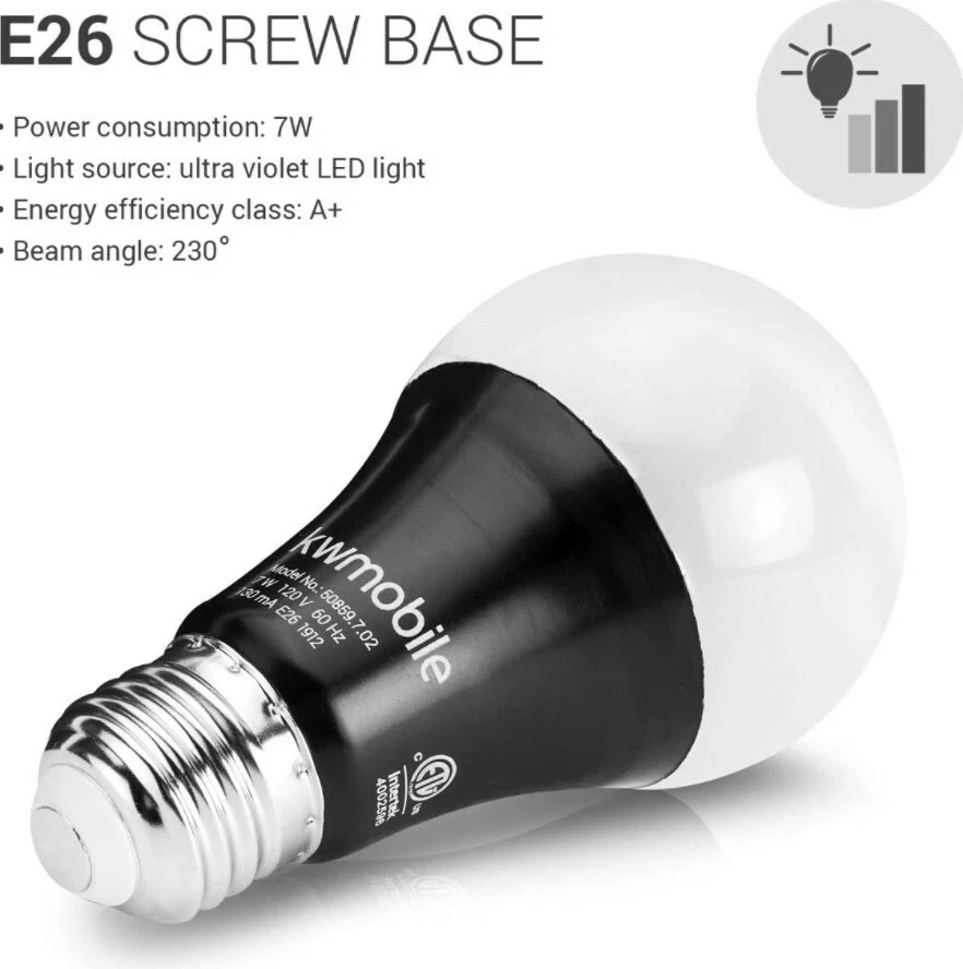 2pack Led Ultraviolet Black Light Uv Bulb Glow in the Dark Ultra Violet Neon NEW - Image 2 of 4