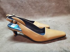 Vintage Women's Via Spiga Slingbacks Size 46/ US 8 Tan Point Toe Adj Back