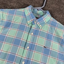 Vineyard Vines Shirt Youth Boys XL Extra Large Blue Plaid Button Down Whale