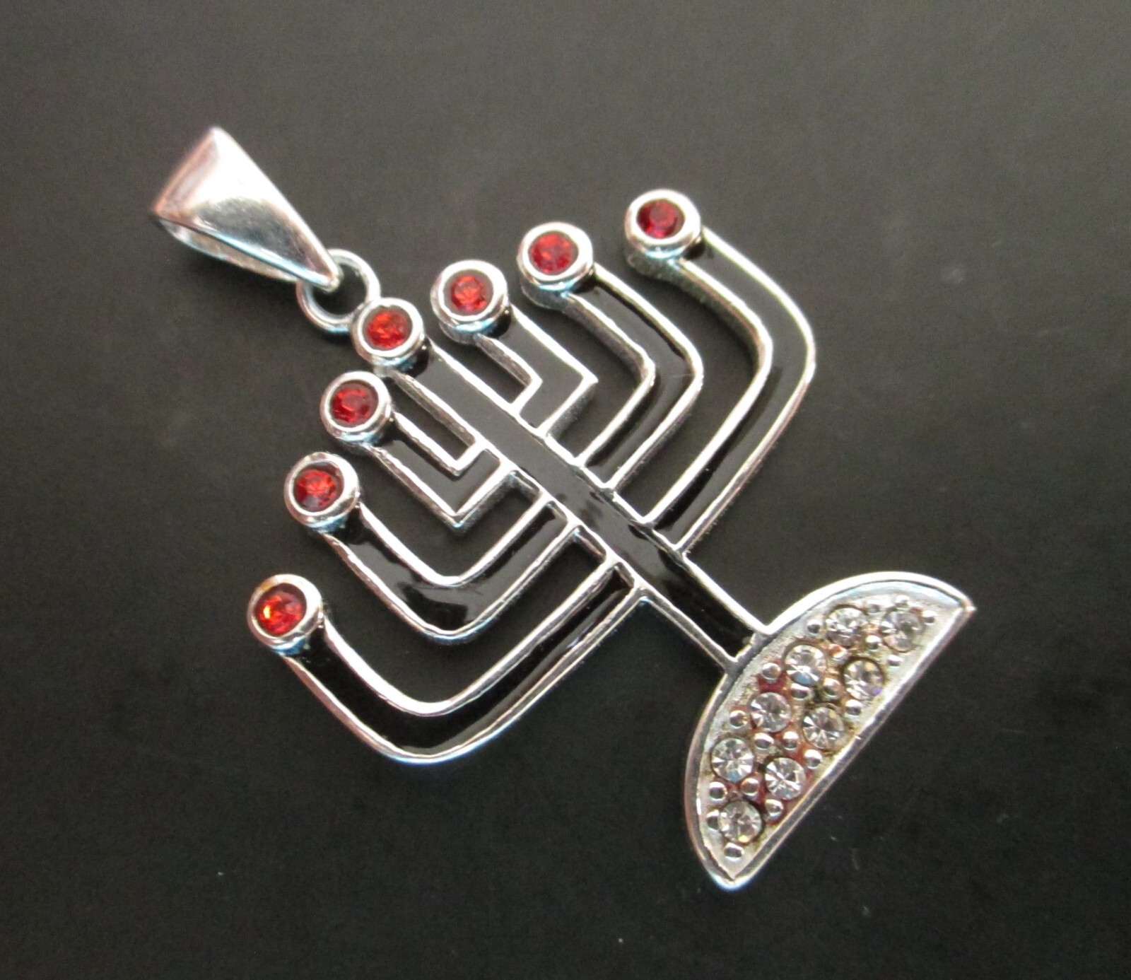 925 Sterling Silber & Emaille Menora jüdische Judaica Hannukah Charm Anhänger