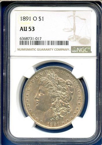 1891 O NGC AU53 Morgan Silver Dollar $1 US Mint Coin Rare Date 1891-O AU-53 