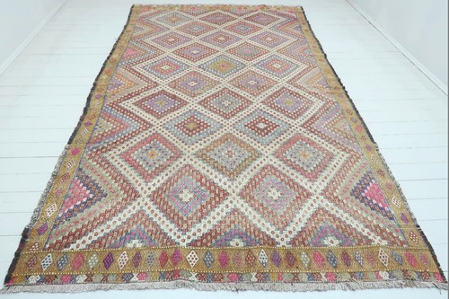 Large Turkish Kilim Cal Rug Wool Floor Embroidered Rug Carpet 76"x134" Rugs,