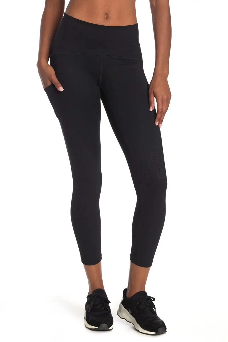 NEW Z By Zella Lena Hybrid Ribbed Panel Stretch Leggings - Black - Medium