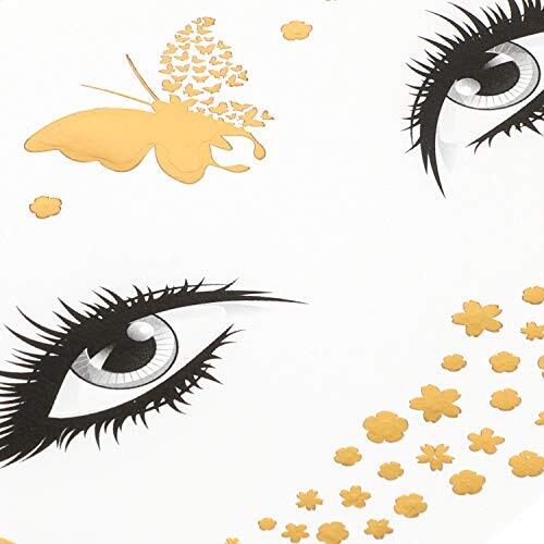 8 Blatt Gesicht Tattoo Aufkleber Metallic Temporär Transfer Tattoo Wasserdicht - Bild 4 von 7