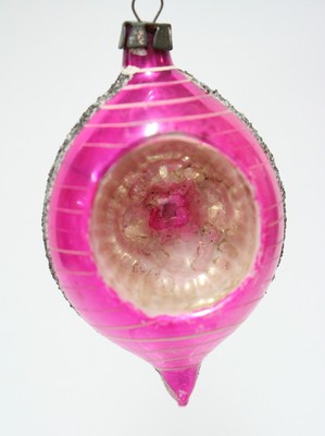 Pink Indent Tear Drop Glass Ball Antique Christmas Tree Decoration Ornament Ebay