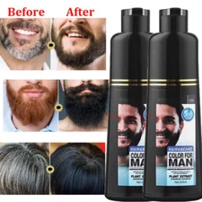 Mokeru Men 2 in1 Beard & Mustache Natural Hair Color Shampoo Permanent Black Dye