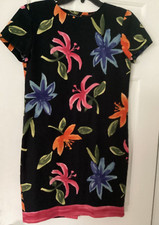 Vtg Liz Claiborne Dress Size 6  Multicolor Floral Shift Linencotton