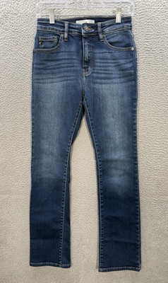 KanCan Jeans Womens 3/25 Blue High Rise Bootcut Stretch Distressed Denim Preppy