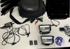 Lot of 2 Sony Handycam Hybrid DCR-DVD650 Camcorders Untested, case, batteries