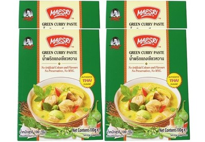 Maesri Green Curry Paste 100g Authentic Thai Curry No MSG No Preservatives X 4