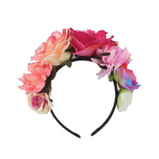 Women'S Bohemian Rose Flower Crown Mexican Day of the Dead Headband Halloween