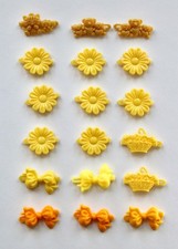Lot of 18 Yellow Rainbow Plastic Barrettes Bows Flowers Bears Cats Girl's