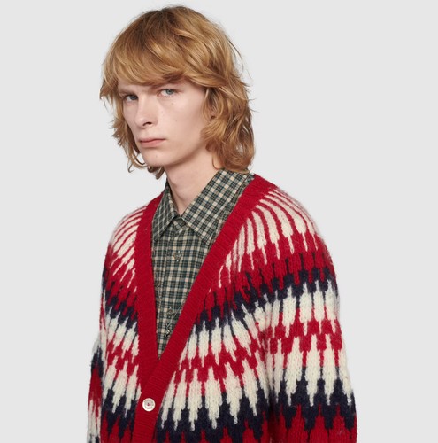GUCCI MENS SWEATER ZIGZAG JACQUARD THICK WOOL KNITTED CARDIGAN $1,250 M Medium - Picture 18 of 20