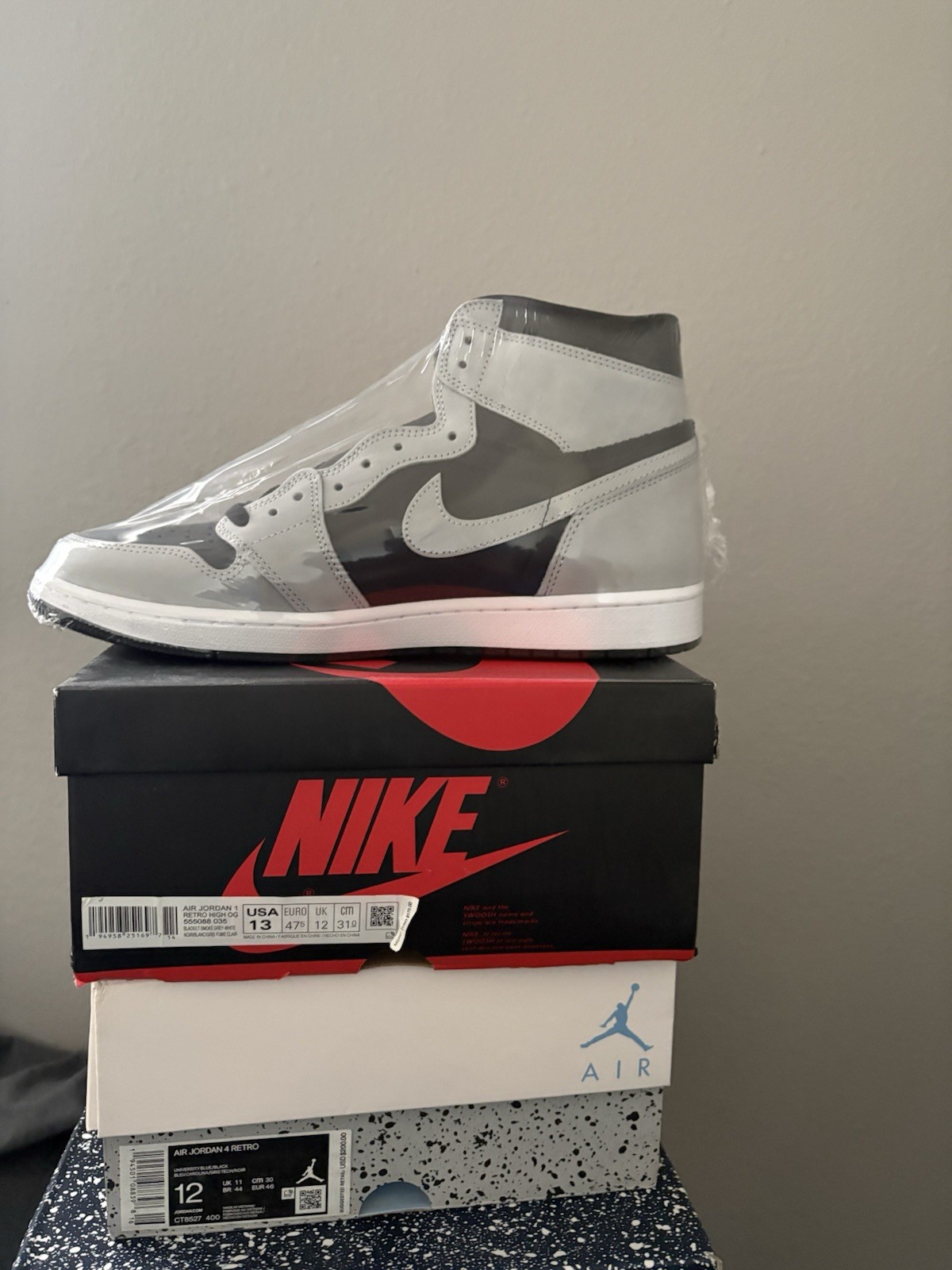 AIR JORDAN 1 RETRO HIGH OG 555088 035 BLACK/LT SMOKE GREY WHITE SIZE 13 thumbnail 4