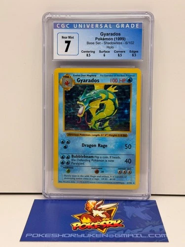 Pokemon 1999 CGC 7 Base Set Shadowless Gyarados Holo 6/102 W/ Sub Grades