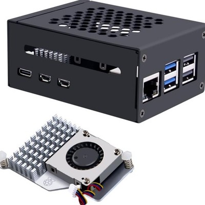 Raspberry Pi 5 Gehäuse mit Active Cooler Support PCIe M.2 NVMe SSD Mini ITX