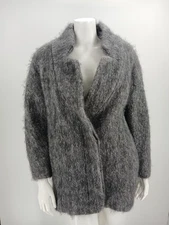 Marc Jacobs Runway Gray Fuzzy Coat Size 4 Wool Mohair Designer 