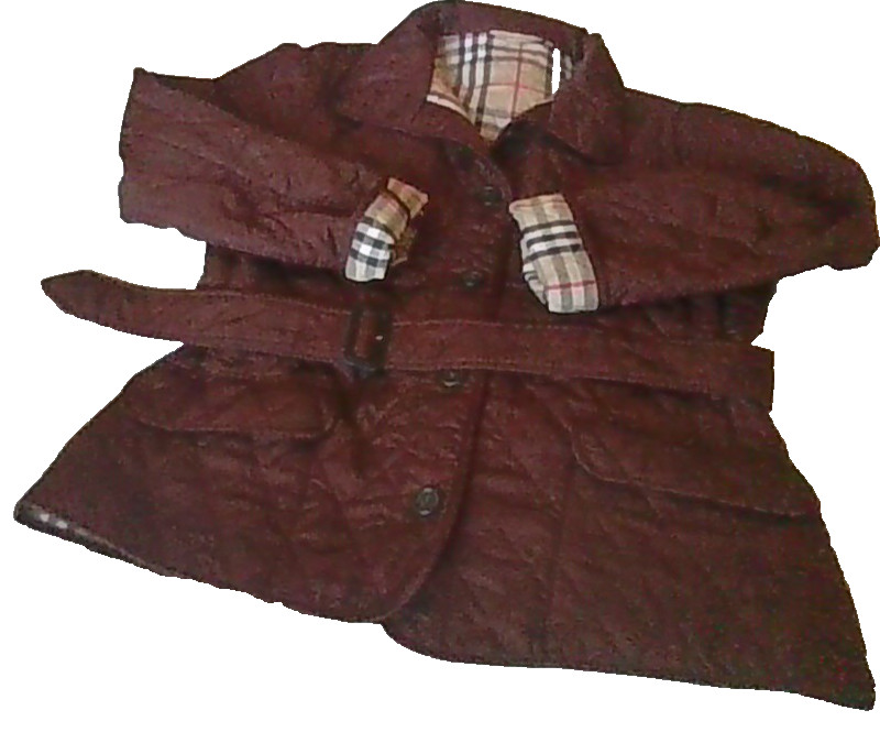 Burberry Jacket Sz M Diamond Quilted Nova Check Plaid Lining Belted London NICE!