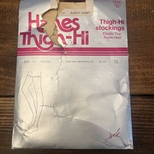 NOS Hanes Thigh High Barely There Stockings Size Tall Vtg 80s, Packaging Damaged